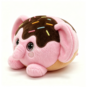Peluche personnalisée en forme d'éléphant, donut, animal alimentaire, dessert en peluche, rembourrage en coton PP, animal en peluche d'Halloween pour 0-24 mois - Product Image 1