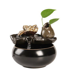 Pecera de Cerámica de Estilo Chino con Cascada y Bomba de Circulación Automática, Decoración para Mesa de Oficina - Product Image 1