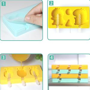Moule à glace DIY en silicone de qualité alimentaire sans BPA, motif animaux de dessin animé, avec couvercle, <span class=keywords><strong>pour</strong></span> la fabrication de bâtonnets glacés et de crèmes glacées <span class=keywords><strong>pour</strong></span> enfants - Product Image 5