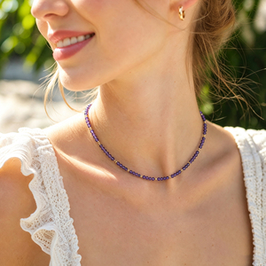 Collar de gargantilla con cuentas facetadas de piedra de nacimiento personalizadas al por mayor, cuentas de piedra natural de 2-3 mm, pedidos pequeños de collares geométricos clásicos para mujer - Product Image 5