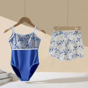 เสื้อชุดบัลเล่ต์ตาข่ายปักลายดอกไม้ชุดรัดรูปสำหรับฝึกเต้น - Product Image 1