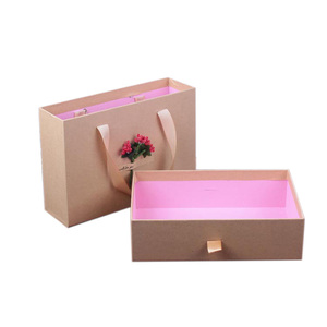 <span class=keywords><strong>Caja</strong></span> de cajón con asas de cinta <span class=keywords><strong>Rectangular</strong></span>, bolsa de regalo de papel <span class=keywords><strong>Kraft</strong></span> Vintage, embalaje para pelucas, regalo, ropa - Product Image 4