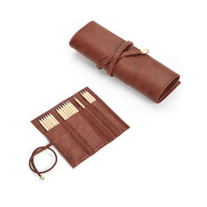 Wholesale Leather Roll up <b>Pen</b> Bag Pencil Case Storage Pouch Organizer Can Custom logo - Product Image 2