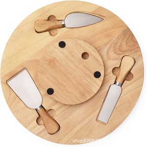 Plato de madera para queso y frutas, plato para pizza, plato giratorio para queso, plato giratorio, tabla de cortar giratoria con almacenamiento. - Product Image 3