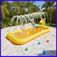 Kinder-PVC-Quadrat-Aufblasbarer Schwimmpool Outdoor-Wassersprüh-Cartoon-Giraffe Baby-Badespielzeug Ball ELEVENSPORTS <100kg