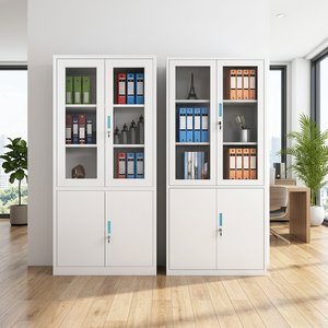 High Quality Modern Steel Office Cabinet with Glass Door Filing Iron <b>Cupboard</b> Adjustable for Office Home School Commercial Use - Product Image 5