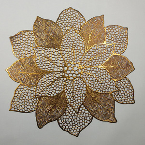 Qakai Hoa Hình Dạng Hoa Hồng Không Đều Vàng Bảng Dấu Vị Trí Đồ Họa Hoa Dâm Bụt PVC Placemat - Product Image 5