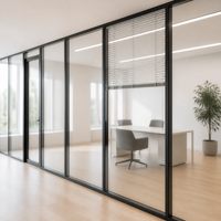 Cloison de séparation en verre invisible pour bureau, cadre en alliage d'aluminium, panneau en verre trempé, système coulissant, insonorisant