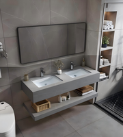 Armoire de salle de bain de luxe en marbre ardoise ensemble mural moderne résistant à l'eau avec miroir intelligent pour une utilisation familiale et hôtelière