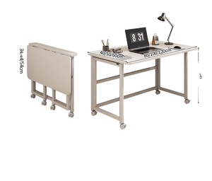 Nhà Máy Trực Tiếp Gấp Ròng Rọc Bảng Căn Hộ Nhỏ Bàn Di Động Tiết Kiệm Không Gian Bàn Học Tập Thép Và Gỗ Bàn Máy Tính - Product Image 1