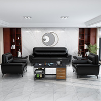 Ensemble de canapé de bureau européen Style moderne canapé sectionnel chinois Offre Spéciale bureau 3 ans 2 ensembles de mobilier de bureau en cuir synthétique