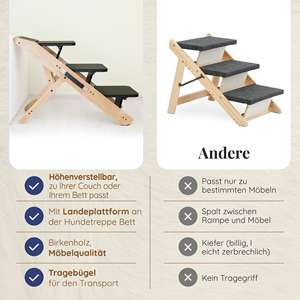 Rampa para perros de altura ajustable, sofá 2 en 1 para perros, cama para escaleras, sofá, plataforma de tacón Natural para perros pequeños, accesorio fácil para mascotas - Product Image 4