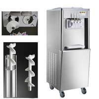 Machine à glace commerciale entièrement automatique trois couleurs, machine à cornets, machine à glace molle verticale pour les magasins de snacks et desserts