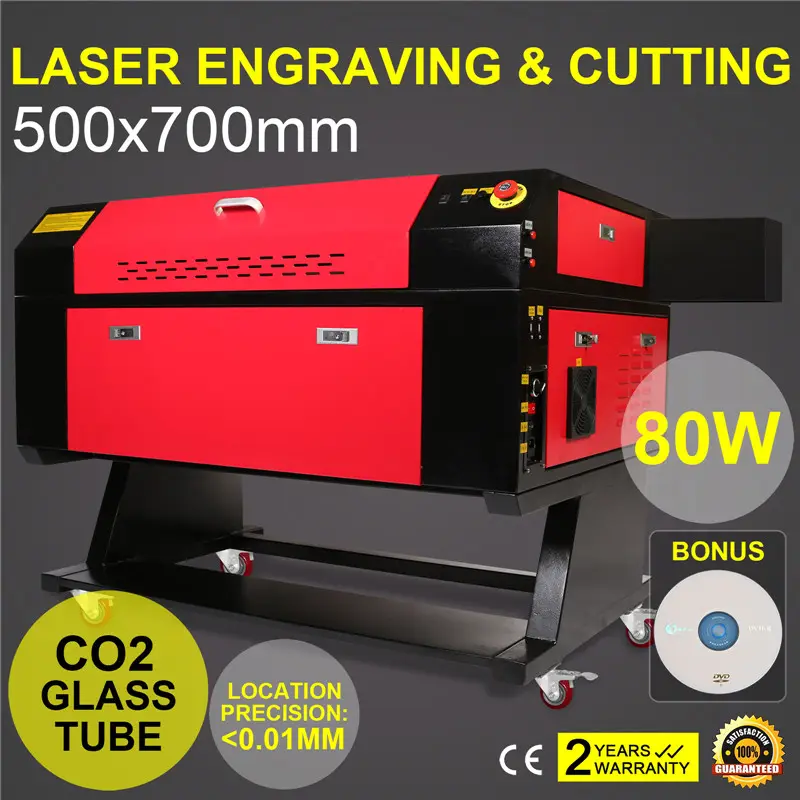 CO2 레이저 Sihao 60w 80W 100w 조각사 조각 커팅 머신 700*500mm (회전축 레이저 조각 기계 포함)