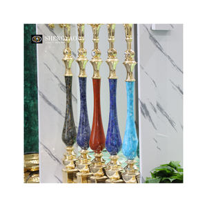 Rampe d'escalier de décoration de pierre précieuse naturelle de luxe en malachite <span class=keywords><strong>rubis</strong></span> labradorite avec laiton - Product Image 2