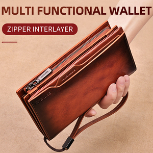 Portafoglio Lungo da <span class=keywords><strong>Uomo</strong></span> in Vera Pelle di Vacchetta di Alta Qualità Stile Retrò Marca Banianu Leather Factory di Guangzhou Vendita all'Ingrosso - Product Image 1