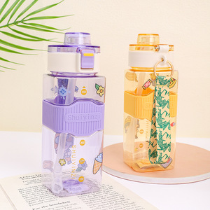 <span class=keywords><strong>2023</strong></span> nueva tendencia botella de agua portátil para deportes al aire libre 550ml/700ml/900ml botella de agua potable de plástico pajita aplicable para viajes - Product Image 5