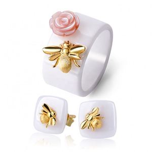 Orecchini a Perno con Ape che Bacia una Rosa, Set <span class=keywords><strong>di</strong></span> Gioielli in Argento 925 e Ceramica per Donne, Vendita all'Ingrosso dalla Cina - Product Image 6