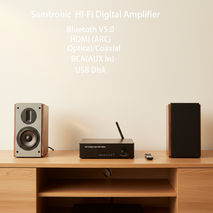 Amplificateur audio stéréo Samtronic, récepteur stéréo mini Hi-Fi 200W double canal, amplificateur de puissance 2.0CH avec HDMI (ARC), optique, coaxial, USB, RCA - Product Image 4