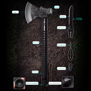 Ascia Tattica da Battaglia a Doppia Lama in Acciaio ad Alto Tenore di Carbonio con Manico in Alluminio 47cm per Campeggio, Escursionismo ed Emergenze - Product Image 5