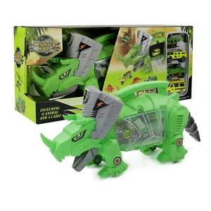 Mini figure plastic dinosaur world toy set in dinosaur container