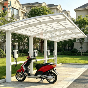 <span class=keywords><strong>Tettoia</strong></span> <span class=keywords><strong>per</strong></span> <span class=keywords><strong>Auto</strong></span> Impermeabile Anti-UV con Tetto Arcuato in Alluminio Verniciato <span class=keywords><strong>a</strong></span> Polvere e Copertura in Policarbonato <span class=keywords><strong>per</strong></span> Parcheggio Singolo - Product Image 4