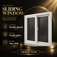 Fenêtre coulissante horizontale double vitrage UPVC blanche, double châssis, résistante aux ouragans, insonorisée, écoénergétique, avec moustiquaire magnétique moderne
