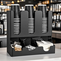 Café Accessoires Commercial En Acier Inoxydable En Plastique Tasse Couvercle Distributeur Café Lait Thé Magasins Bar Comptoir Organisateur 6 Grilles