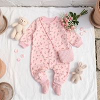 Combinaison pour bébé fille à imprimé cerise, mignonne, à manches longues, pour le printemps et l'automne, tenue pour nouveau-né