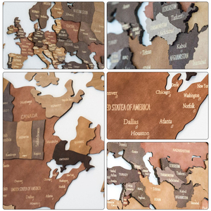 Décoration murale en bois naturel 3D carte du monde bureau salon maison école - Product Image 4