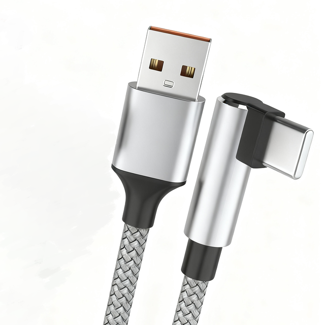 Heavy Duty Aluminum Alloy Braided Nylon 6A Type-C Cable 90 Degree Elbow for Mobile Phone Power Bank Computer-Super Fast Charging