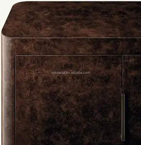 Sassanid Living Muebles de lujo Espresso Walnut Burl Bardot Burl Aparador de 4 puertas - Product Image 4