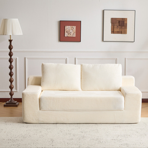 Sofá de Dos Plazas, Cómodo Sofá Cama con Asiento Profundo, Moderno Sofá Pequeño de Pana <span class=keywords><strong>para</strong></span> Sala de Estar o Dormitorio - Product Image 1