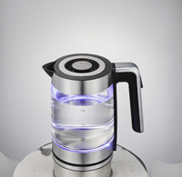 Bouilloire électrique en verre transparent avec éclairage LED bleu