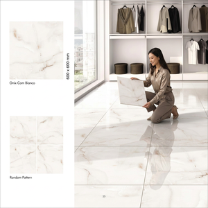 กระเบื้องพอร์ซเลนลายหินอ่อนสีเบจเคลือบดิจิตอล ขนาด 600x600 มม. ผิวมันเงาสำหรับปูพื้น - Product Image 2