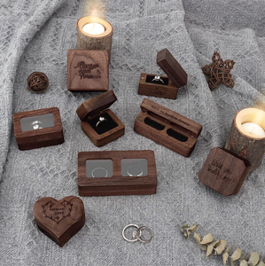 FORTE small MOQ wooden jewelry box rustic wood ring necklace engraved logo jewellery packaging custom jewelry box