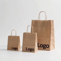 Sacs en papier kraft brun classiques de grande taille, écologiques, en matériaux recyclés, avec logo imprimé sur mesure et poignées personnalisées, vente en gros