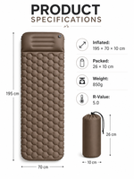 Matelas de camping gonflable léger, tapis de randonnée compact, matelas pneumatique, tapis imperméable pour l'extérieur