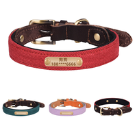 Collier de chien en cuir réglable avec logo personnalisé avec belle écharpe décoration motif solide étiquette de cou de chien anti-perte Style dessin animé