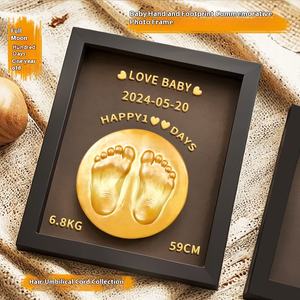 Nouveau-né un an commémoratif bois cadre Photo empreinte <span class=keywords><strong>de</strong></span> main <span class=keywords><strong>de</strong></span> bébé empreinte souvenir <span class=keywords><strong>de</strong></span> <span class=keywords><strong>cheveux</strong></span> fœtaux pour cent jours un an - Product Image 5