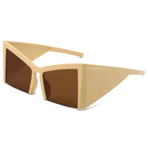 2024 Summer Cool Sunglasses Brand Luxury Women Custom Logo Gradient Flat Large Square Oversize Y2k Half Frame Sunglasses