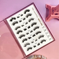 Lot de 2 paires de faux cils demi-bande, en poils synthétiques imitation vison, volume 3D, naturels, épais, sans cruauté animale