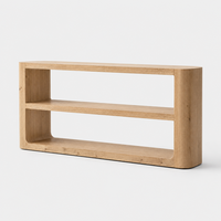 Table console minimaliste en bois texturé, finition haute résistance, faite à la main, à structure ouverte, pour projets résidentiels modernes