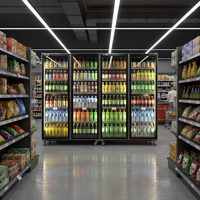 Kommerzieller Supermarkt-Getränkekühler Vitrine Kühlschrank Eiswürfel-Gefrierschrank Vertikaler Aussteller