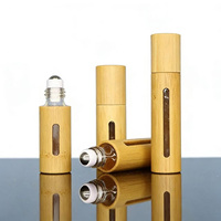 Botol Roll-on Parfum Ramah Lingkungan 5ml 10ml dari Baja, Botol Roll-on Deodoran dari Kaca Bambu, Botol Roll-on Minyak Esensial, Kemasan Botol Roll-on