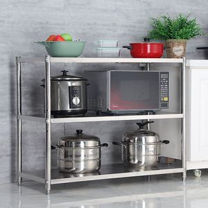 Stainless Steel <b>Kitchen</b> <b>Storage</b> Rack 3 Tier Microwave Oven Rack Countertop Pot Rack Floor Standing - Product Image 1