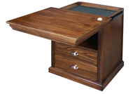 Table de Chevet de Sécurité en Bois Massif Lincoln, Table d'Appoint avec Compartiment Secret et Tiroir Caché