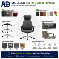 Chaise de bureau de direction en cuir de luxe haut de gamme, chaise de patron ergonomique pivotante avec accoudoirs fixes et soutien lombaire réglable, usage commercial