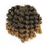 Extensioni per capelli sintetici 8 pollici, ricci a bacchetta Jumpy Wand Curl, pre-attorcigliate, a trama singola, fissabili con acqua calda, per trecce all'uncinetto, 20 ciocche, effetto Jamaican Bounce