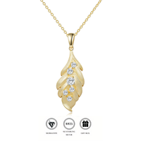 Kalung Perak S925 Berlapis Artisan dengan Liontin Daun Moissanite Bulat, Perhiasan Terinspirasi Alam yang Delikat untuk Wanita, Cocok untuk Sehari-hari dan Hari Jadi